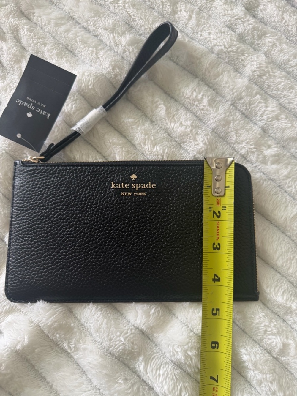 Kate Spade Medium Zip Wristlet Black Pebbled Leather NWT Wristlet Clutch Pouch - Picture 7 of 10